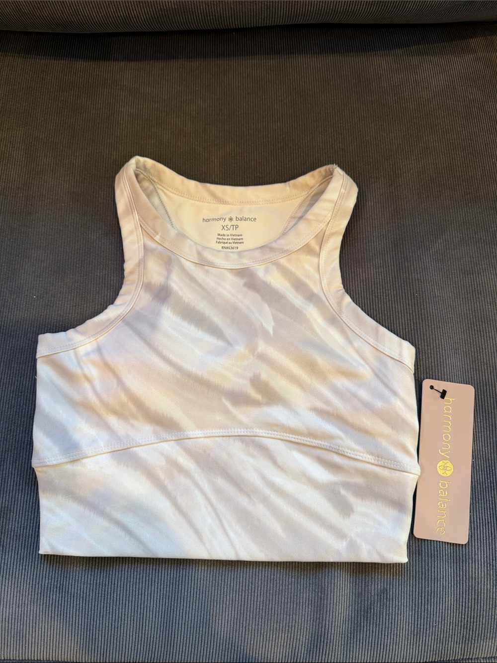 NWT. Harmony Balance Neutral/Pastel Tie-Dye Athletic Crop Tank/Sports Bra